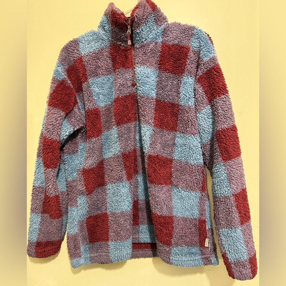 Eddie Bauer Women's Checkered Fleece Jacket - Red and Blue